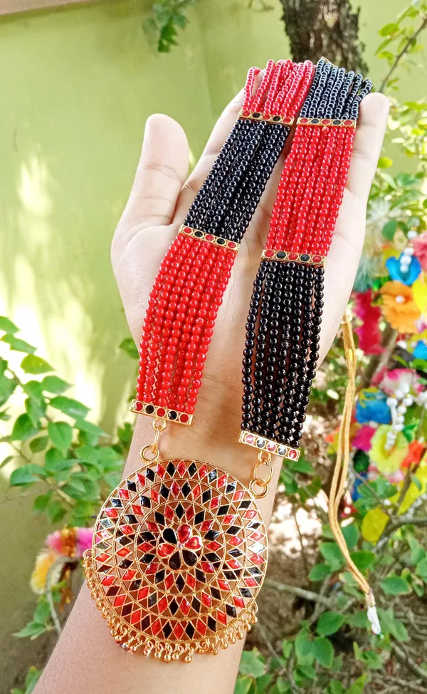 Assamese_Traditional_Red_Black_Meenakari_Japi_Jewellery_Set_For_Women_&_Girl